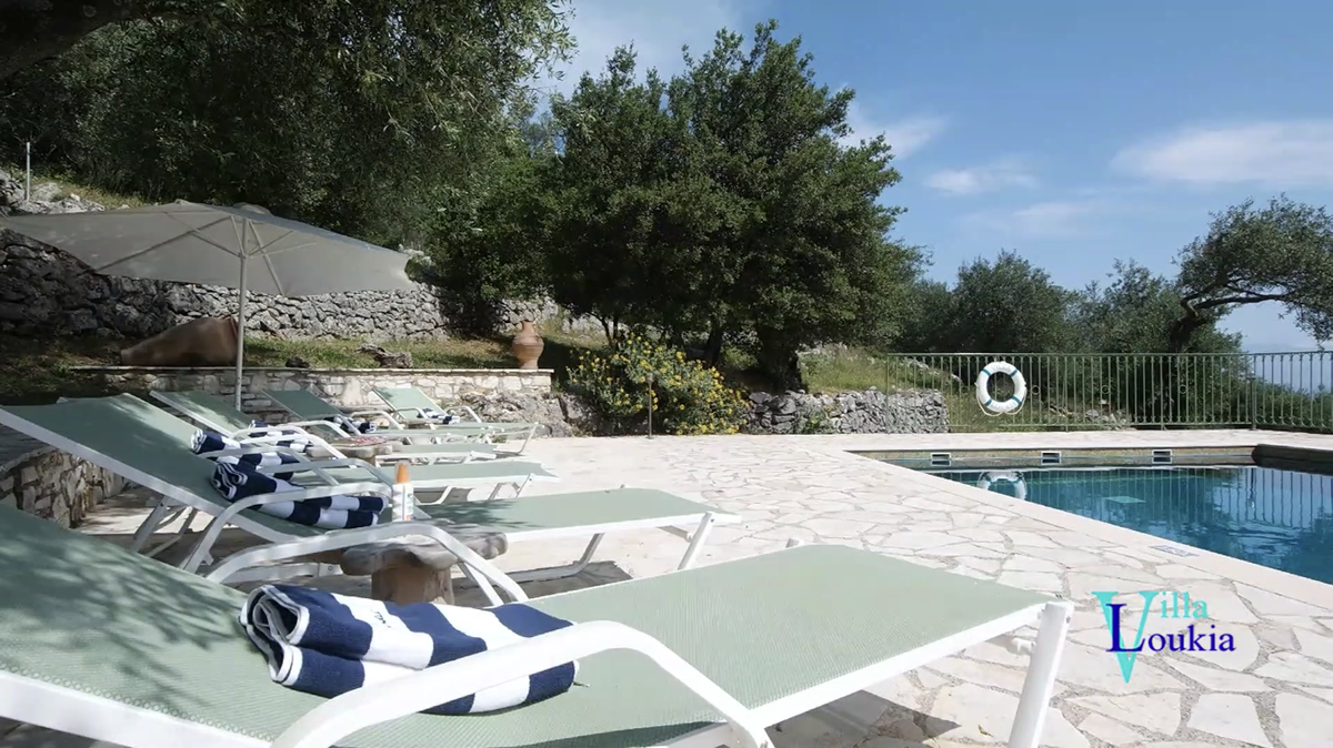Villa Loukia's beautiful pool area